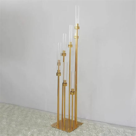 Wholesale Luxury Metal Gold Taper Candle Holder 8 Arms Tall Candelabra Candlesticks for Wedding Hotel Table Centerpiece