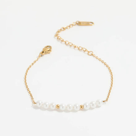 High End Gold Plated Stainless Steel Small Pearl Mixed Chain Bracelet for Women Wholesale Jewelry