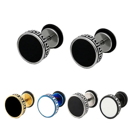 10mm Enamel Round Man Stainless Steel Gold Fashion Wholesale Women Titanium Body Jewellery Fine Jewelry Earrings