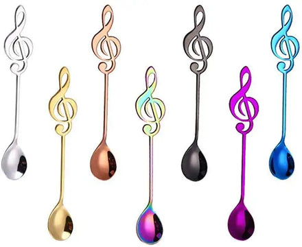 18/10 Stainless Steel Music Note Tea Spoons Gold Coffee Spoon Colorful Teaspoon Set