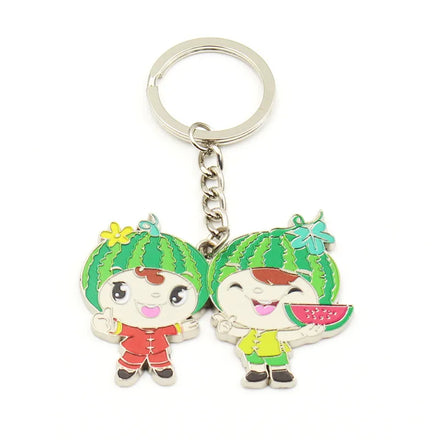 Custom Enamel Stainless Steel Lightweight Coin Holder Keychain with Cartoon Logo
