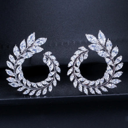 Korean Version of Fashion Zircon Earrings Bridal Jewelry Wheat Ear Full Temperament Earrings Women's Earrings Drop