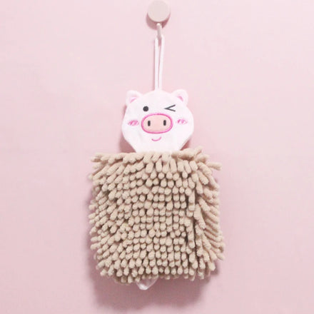 Cartoon Animal Kitchen Head Hanging Towel Quick-drying Towel Chenille Soft Absorbent Microfiber Hand Towel for Kids