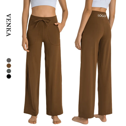 Women's High Waist Casual Loose Straight Running Sweatpants with Drawstring & Side Pockets Yoga Pants for Women