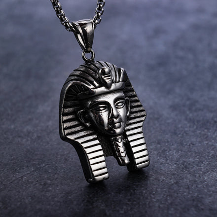 RTS Wholesale Egyptian Ethnic Jewelry Vintage Stainless Steel Pharaoh King Tutankhamun Face Necklace Charm Men Women