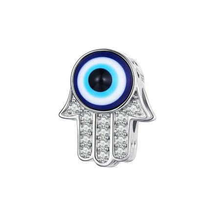 925 Sterling Silver Fatima's Hand Beads Devil's Eye Charms Fit Women Bracelet Bangle DIY Fashion Jewelry Accessory BSC730