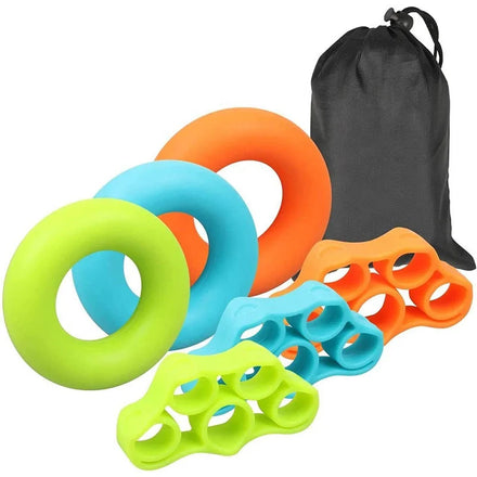 6pcs Adjustable Silicone Hand Grip Strengthener Finger Exerciser Trainer 6.6-11 lb Resistance Levels for Arthritis Carpal Tunnel