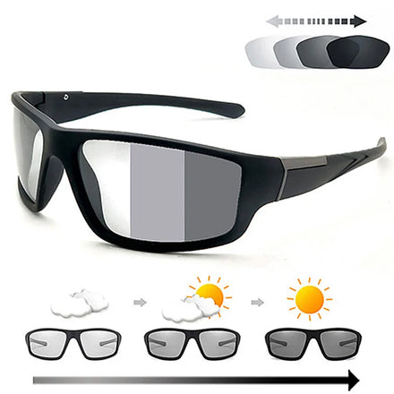 Custom Logo Men Photochromic Sunglasses Cycling Sports Goggles Color Changing Polarized Bicycle Riding Sunglasses Men Women