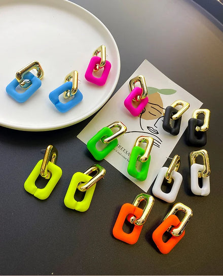 Wholesale Hip Hop Punk Metallic Frosted Acrylic Chain Mix with Chic Party Pendant Earrings