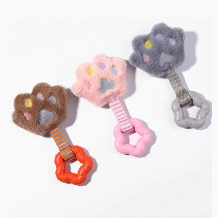Wholesale Cheap Fluffy Paw Squeaky Dog Toy TPR Rubber Tug-of-War Chew Toy with Cartoon Style for Pets