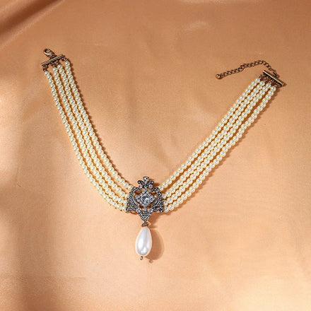 Zooying New Fashion Evening Women Vintage Necklace Vintage Pearl Pendant Necklace
