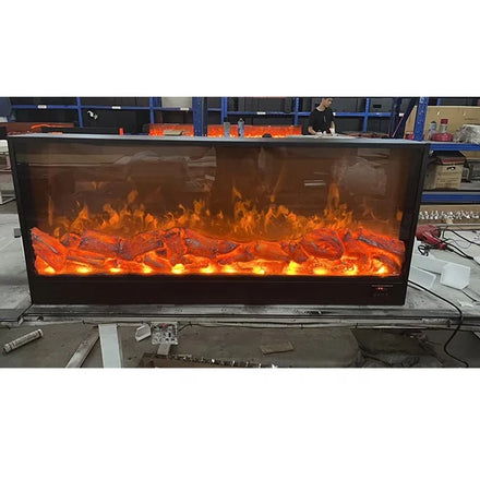 Modern Large Electric Fireplace with LCD Flame Design and Steel TV Stand Insert Remote Control for Indoor Use Only