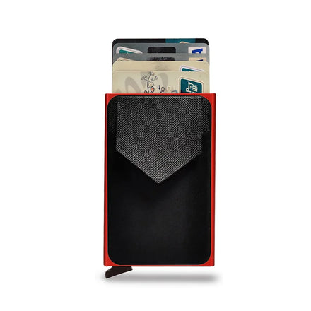 Factory Price Slim Aluminum Wallet With Elasticity Back Pouch ID Credit Card Holder Mini RFID Wallet Automatic Pop up Bank Card