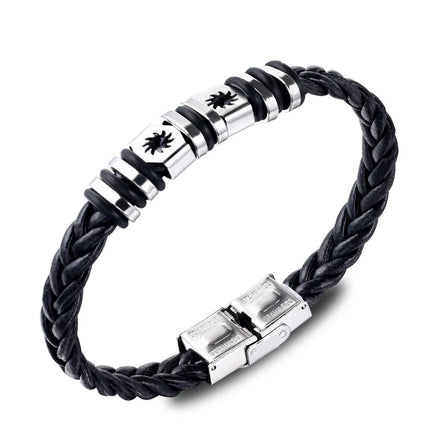 2022 New Titanium Steel Sun Pattern Bracelet Men's Fashion Stainless Steel Leaf Pattern Bracelet