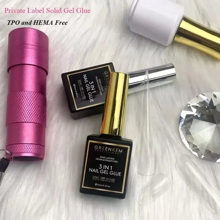 3 in 1 Solid Gel Tips Nail Glue UV LED Lamp 30-60s Easy Soak Off HEMA and TPO Free Full Cover Nails Gel Glue