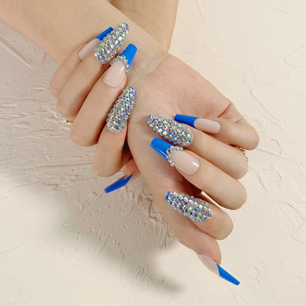Long Ballet Glitter ABS Acrylic Stick Wholesale Fake Nail Manicure Pressed on Finger Design Style