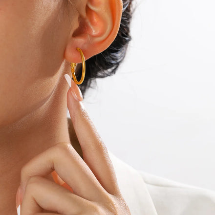 Hypoallergenic Jewelry Minimalist 14K Stainless Steel 2MM Width Exaggerated Statement Hoop Earrings for Women Party YF3156