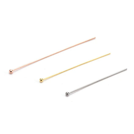100Pcs/Bag Wholesale Stainless Steel Round Beads Pins Needles Gold Round Ball Head Needles for Earring Jewelry Making Findings