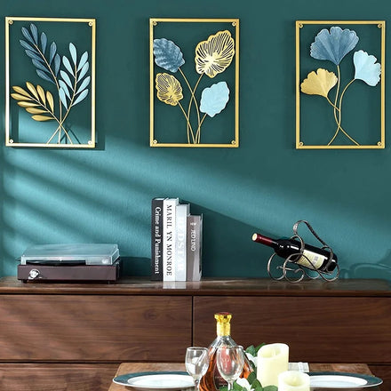 Iron Macrame Room Wall Decor Panel Metal Ginkgo Biloba Wall Accessories Nordic Modern Home Decor Art Hanging Wall Stickers Gift