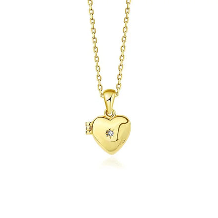Factory Direct Sale Fast Shipping 925 Sterling Silver Heart-shaped Photo Box Pendant Necklace 18K Gold Plated Women's Necklace
