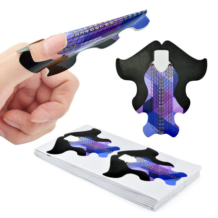 Wholesale Custom logo 3D Holographic Paper Pink 7.5x8.5cm Nail Extension Guide Form Roll UV Gel Rocket-shape Nail Art Tips