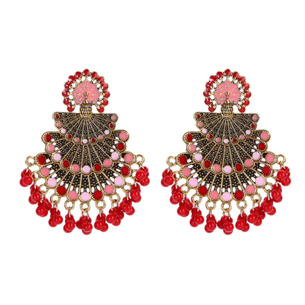 Indian Ethnic Style Golden Water Drop Tassel Exotic Vintage Tibetan Buddhism Women's Drop Earrings Alloy Rhodium/Gold Plated