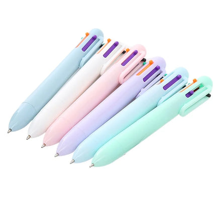 Creative Macaron Ballpoint Pen 6-color Multi-Function Pen Stationery Kawaii Pen