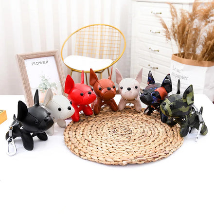 New Luxury 3D Doll Custom Car Keychain French Bulldog Key Chain PU Leather Dog Designer Leather Keychains