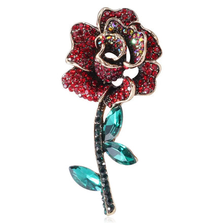 MM1509 Wholesale Fashion Rose Flower Brooch Women Rhinestone Brooch Jewelry