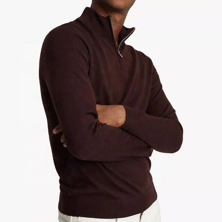 WJH Custom Front Old Money Clothes Men Winter Casual Style Pullover Funnel Neck Wool Blend Long Sleeve Anti-Wrinkle Knit Sweater