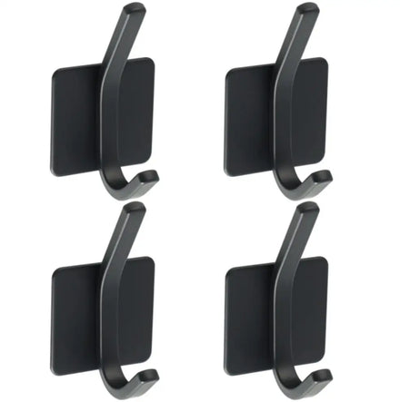 VIFONOD Black Stainless Steel Self-adhesive Wall Mounted Coat Hook for Bathroom and Kitchen Modern Easy Clean