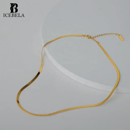 ICEBELA Jewelry 925 Sterling Silver Small Design Handmade Smooth Necklace for Women 18k Plated Snake Chain Choker Necklace