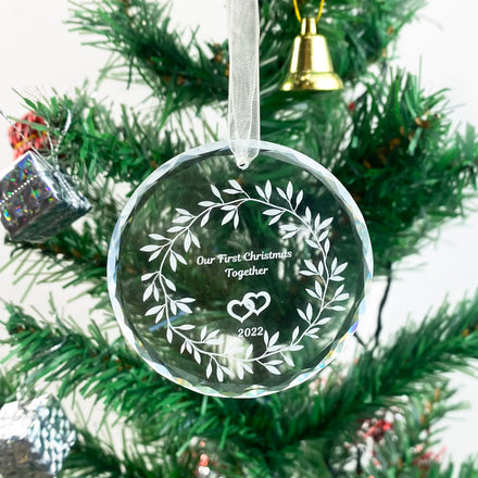 Blank Crystal Glass Hanging Christmas Ornament Customized Round K9 Crystal Ornaments