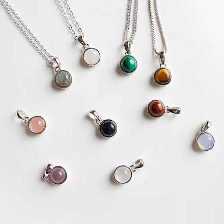 Sterling Silver 925 Agate Pendant Jewelry Crystals Healing Stone Necklace Geometry Gemstone Crystal Necklaces