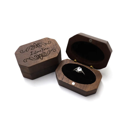 Walnut Wood Premium Laser Love Proposal Ring Box