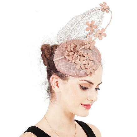 New Fashion Women Hemp Mesh Bridal Headdress Vintage Socialite Hair Accessories Tea Party Hat Clip Fascinator Hats for Ladies