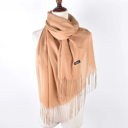 Hot Sale Cashmere Feeling Long Pashmina Scarves Shawl Warm Custom Embroider Logo Winter Other Scarf With Custom Label