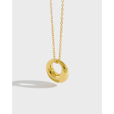 S925 Sterling Silver Fashion Minimalist 18K Gold Necklace Geometric Pendant Choker Necklace Simple Necklaces for Women Wholesale