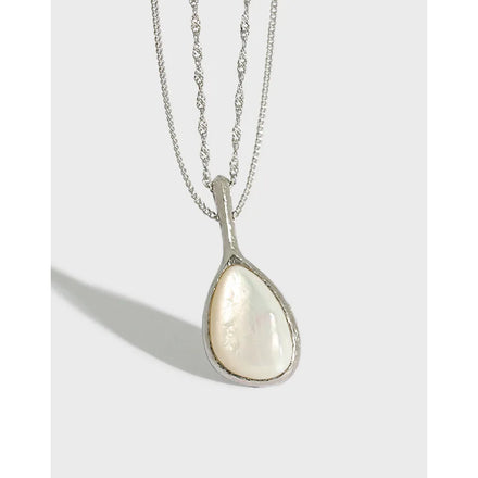 925 Sterling Silver Natural Shell Layered Necklace Waterdrop Cool Men Necklace Sweater Chain Necklaces for Women Wholesale
