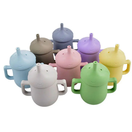 Elephant Baby Silicone Sippy Cups Portable Storage Snack Container Feeding Cup for Children Leakproof Learning Drink Cup Sets