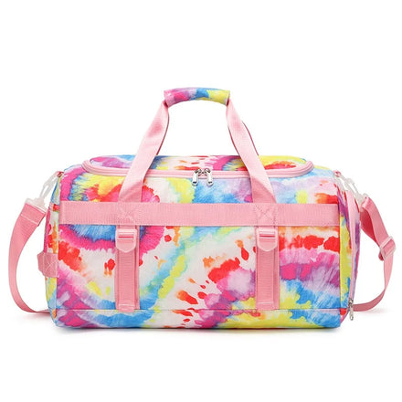 Dance Gym Bag Waterproof Tie Dye pink Duffle Bag Multifunction Travelling for Women Fitness Full-page Printing Sports Travel Bag