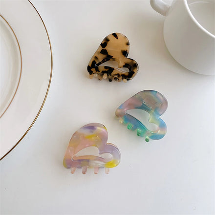 Simple Girl Acetic Acid Hair Accessory Plate Hair Grab Claws Party Decoration love Heart Shape Hair Mini Claw Clips