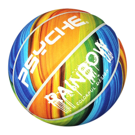 Size 7 PSYCHE Rainbow Custom Logo PU Leather Basketball for Adult Players Indoor Outdoor Training Full Panel Printing Practice