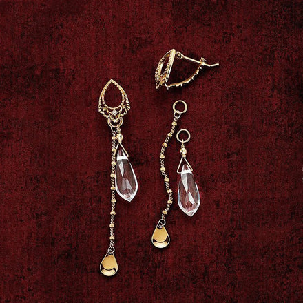 Aimgal Vintage Natural White Crystal Tassel Earrings 18K Gold-Plated S925 Silver Trendy Multi-Purpose Fine Jewelry
