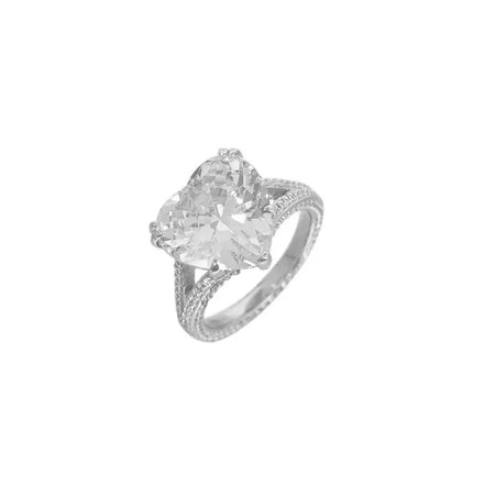 NEW Fine Jewelry Solid Anillo 925 Sterling Silver Anel Gold Plated Trendy Heart Shaped Bling Engagement Zircon Ring Gift