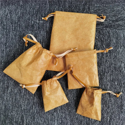 Chuanghua Eco Friendly Waterproof Kraft Paper Dupont Pouches Zipper Closure Dot Pattern Folding Cosmetic Bag