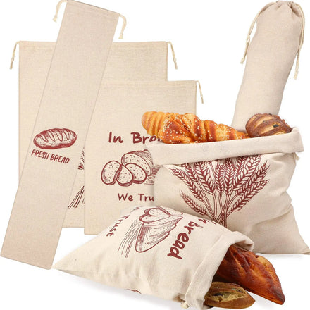 Custom Linen Bread Bag Drawstring Bag for Bread Baguette Shopping Bag