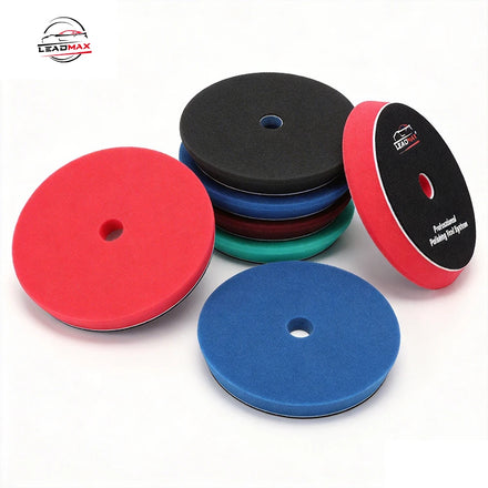 LEADMAX 6 Inch Beveled Shape RO/DA Car Polish Pads With Round Hole Buffing Pads for Car Care Car Cr Detailing