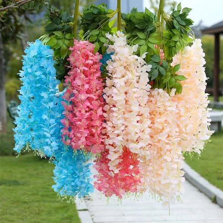 Wholesale Colorful Wedding Silk Artificial Wisteria Flower Hanging Vine for Party Home Garden Decorating