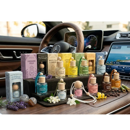 Car Scent Fragrance Glass Bottle air Freshener Car Perfume Diffuser air Bottles and Box Car Bottle air Freshener with Wooden